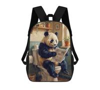 sinyumoney 17 Inch School Backpack Panda Reading Newspaper on Toilet Bookbag for Boys Girls Chool Bag College Business Travel Bag Work Bag