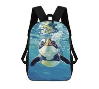 sinyumoney 17 Inch School Backpack Penguin Swimming Underwater Bookbag for Boys Girls Chool Bag College Business Travel Bag Work Bag
