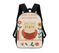 sinyumoney 17 Inch School Backpack Reading Owl with Flowers Illustration Bookbag for Boys Girls Chool Bag College Business Travel Bag Work Bag