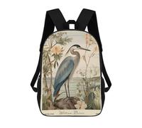 sinyumoney 17 Inch School Backpack William Morris Heron Floral Art Bookbag for Boys Girls Chool Bag College Business Travel Bag Work Bag