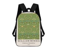 sinyumoney 17 Inch School Backpack William Morris Violet & Columbine Green Bookbag for Boys Girls Chool Bag College Business Travel Bag Work Bag