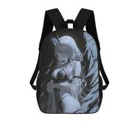sinyumoney 17 Inch School Backpack Winged Anime Girl with Horns Bookbag for Boys Girls Chool Bag College Business Travel Bag Work Bag