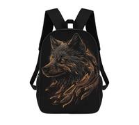 sinyumoney 17 Inch School Backpack Wolf Black Gold Bookbag for Boys Girls Chool Bag College Business Travel Bag Work Bag