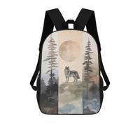 sinyumoney 17 Inch School Backpack Wolf Under Moonlit Trees Bookbag for Boys Girls Chool Bag College Business Travel Bag Work Bag