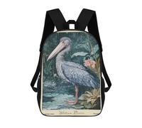 sinyumoney 17 Inch Shoebill William Morris Botanical Casual Daypack Backpacks for Girls Boys High College Knapsack Travel Laptop Rucksack College Bookbag