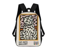 sinyumoney 17 Inch Sitting Retro Cat Backpack 3D Printed Children's School Backpack for Kids High Capacity Travel Rucksacks Book Bags Kids School Bag Back Pack