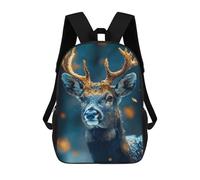 sinyumoney 17 Inch Snowy Deer Portrait Backpacks Kids School Backpack School Bag 3D Printed for Boys Elementary And Middle School Students