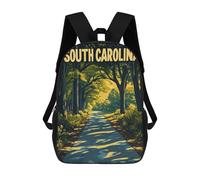 sinyumoney 17 Inch South Carolina Road Through Trees Backpacks Kids School Backpack School Bag 3D Printed for Boys Elementary And Middle School Students