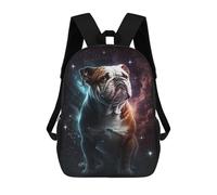 sinyumoney 17 Inch Space Bulldog Art Print Backpacks Kids School Backpack School Bag 3D Printed for Boys Elementary And Middle School Students