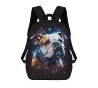 sinyumoney 17 Inch Space Bulldog Portrait -4 Backpacks Kids School Backpack School Bag 3D Printed for Boys Elementary And Middle School Students
