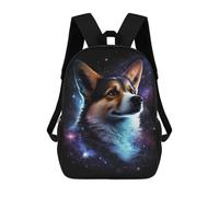 sinyumoney 17 Inch Space Corgi Portrait Art Print School Backpack School Bags for Girls Boys Backpack with Pocket Fashion School Bag Kids Backpack