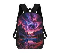 sinyumoney 17 Inch Space Fantasy Landscape Backpack Kids School Backpack 3D Printed Fashion School Bag for Boys Elementary And Middle School Student