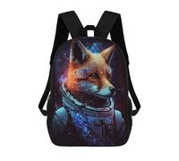 sinyumoney 17 Inch Space Fox Astronaut Art Print Backpacks Kids School Backpack School Bag 3D Printed School Bag for Boys Elementary And Middle School Students