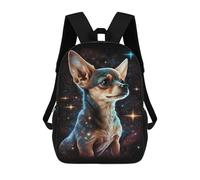 sinyumoney 17 Inch Space Pup Cosmic Canine Art -4 School Backpack School Bags for Girls Boys Backpack with Pocket Fashion School Bag Kids Backpack