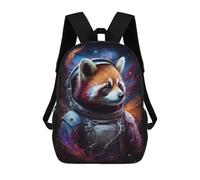 sinyumoney 17 Inch Space Red Panda Adventure Backpack, Children's Backpack, Student School Bag Bookbag Rucksack, 3D Printed for Boys Girls