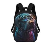 sinyumoney 17 Inch Starry Night Glasses Dog Art Print Backpack with Pocket 3D Printed Travel Rucksacks Book Bags Kids School Bag