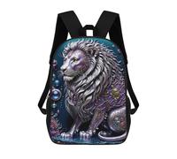 sinyumoney 17 Inch Steampunk Metal Lion School Backpack School Bags for Girls Boys Backpack with Pocket Fashion School Bag Kids Backpack