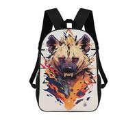 sinyumoney 17 Inch Stylized Hyena Portrait with Geometric Elements Backpack, Children's Backpack, Student School Bag Bookbag Rucksack, 3D Printed for Boys Girls