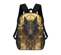 sinyumoney 17 Inch Supreme Black Wolf Backpack 3D Printed Children's School Backpack for Kids High Capacity Travel Rucksacks Book Bags Kids School Bag Back Pack