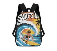 sinyumoney 17 Inch Surfer Riding Wave School Backpack School Bags for Girls Boys Backpack with Pocket Fashion School Bag Kids Backpack