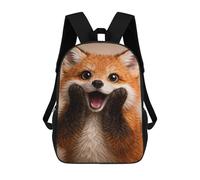 sinyumoney 17 Inch Surprised Fox Portrait Backpack with Pocket 3D Printed Travel Rucksacks Book Bags Kids School Bag