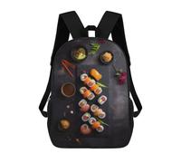 sinyumoney 17 Inch Sushi Set with Wasabi And Ginger Backpack with Pocket 3D Printed Travel Rucksacks Book Bags Kids School Bag