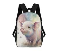 sinyumoney 17 Inch Sweet Little Piglet Backpack with Pocket 3D Printed Travel Rucksacks Book Bags Kids School Bag