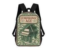 sinyumoney 17 Inch Symphonic Age Piano Art Backpack 3D Printed Children's School Backpack for Kids High Capacity Travel Rucksacks Book Bags Kids School Bag Back Pack