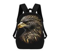 sinyumoney 17 Inch The Gold Black Eagle Backpack 3D Printed Children's School Backpack for Kids High Capacity Travel Rucksacks Book Bags Kids School Bag Back Pack