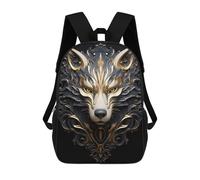 sinyumoney 17 Inch The Golden Regal Wolf Backpack Kids School Backpack 3D Printed Fashion School Bag for Boys Elementary And Middle School Student