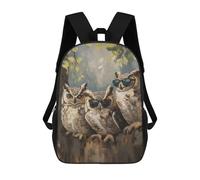 sinyumoney 17 Inch Three Cool Sunglasses Owls Backpack 3D Printed Children's School Backpack for Kids High Capacity Travel Rucksacks Book Bags Kids School Bag Back Pack