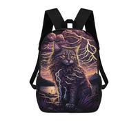 sinyumoney 17 Inch Thundering Cat Majesty Backpacks Kids School Backpack School Bag 3D Printed School Bag for Boys Elementary And Middle School Students