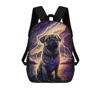 sinyumoney 17 Inch Thundering Pug Majesty -2 Backpack, Children's Backpack, Student School Bag Bookbag Rucksack, 3D Printed for Boys Girls