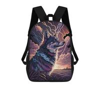 sinyumoney 17 Inch Thundering Wolf in Stormy Sky School Backpack School Bags for Girls Boys Backpack with Pocket Fashion School Bag Kids Backpack