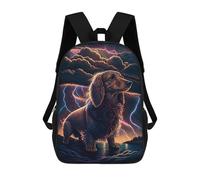 sinyumoney 17 Inch Thunderstorm Dachshund Painting Backpack with Pocket 3D Printed Travel Rucksacks Book Bags Kids School Bag
