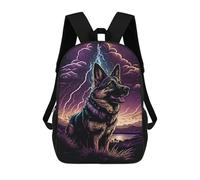 sinyumoney 17 Inch Thunderstorm German Shepherd Art Print Backpacks Kids School Backpack School Bag 3D Printed School Bag for Boys Elementary And Middle School Students