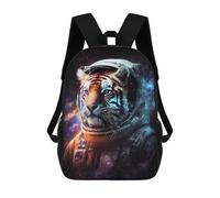 sinyumoney 17 Inch Tiger Astronaut Space Suit-2 Backpacks Kids School Backpack School Bag 3D Printed for Boys Elementary And Middle School Students
