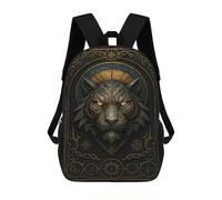 sinyumoney 17 Inch Tiger Head in Chains - Gothic Fantasy Warrior Poster Backpacks Kids School Backpack School Bag 3D Printed for Boys Elementary And Middle School Students
