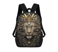 sinyumoney 17 Inch Tiger King Golden Art Deco Backpack with Pocket 3D Printed Travel Rucksacks Book Bags Kids School Bag