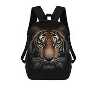 sinyumoney 17 Inch Tiger Portrait on Black Background Backpack, Children's Backpack, Student School Bag Bookbag Rucksack, 3D Printed for Boys Girls