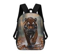 sinyumoney 17 Inch Tiger Walking Through Autumn Leaves Backpack, Children's Backpack, Student School Bag Bookbag Rucksack, 3D Printed for Boys Girls
