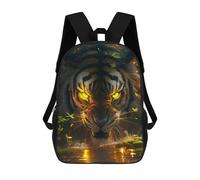 sinyumoney 17 Inch Tiger Waterfall Adventure Backpacks Kids School Backpack School Bag 3D Printed for Boys Elementary And Middle School Students