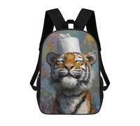 sinyumoney 17 Inch Tiger with Toilet Paper Hat Painting Backpacks Kids School Backpack School Bag 3D Printed School Bag for Boys Elementary And Middle School Students