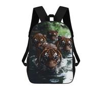 sinyumoney 17 Inch Tigers Swimming in Water Backpacks Kids School Backpack School Bag 3D Printed School Bag for Boys Elementary And Middle School Students