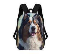 sinyumoney 17 Inch Tri-Color Australian Shepherd Portrait Backpacks Kids School Backpack School Bag 3D Printed for Boys Elementary And Middle School Students