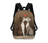 sinyumoney 17 Inch Two Cats Kissing with A Heart Backpack, Children's Backpack, Student School Bag Bookbag Rucksack, 3D Printed for Boys Girls