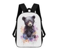 sinyumoney 17 Inch Watercolor Baby Black Bear Backpack, Children's Backpack, Student School Bag Bookbag Rucksack, 3D Printed for Boys Girls