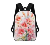 sinyumoney 17 Inch Watercolor Lily Flowers Art Print Backpacks Kids School Backpack School Bag 3D Printed for Boys Elementary And Middle School Students