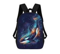 sinyumoney 17 Inch Watercolor Orca Whale in Deep Blue Backpack, Children's Backpack, Student School Bag Bookbag Rucksack, 3D Printed for Boys Girls