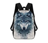 sinyumoney 17 Inch Watercolor Wolf Portrait Backpacks Kids School Backpack School Bag 3D Printed School Bag for Boys Elementary And Middle School Students